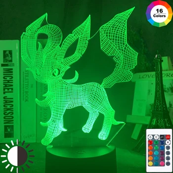 

3d Illusion Table Lamp Game Pokemon Go Leafeon Figure Nightlight for Home Room Decor Touch Sensor Kids Led Night Light Leafia