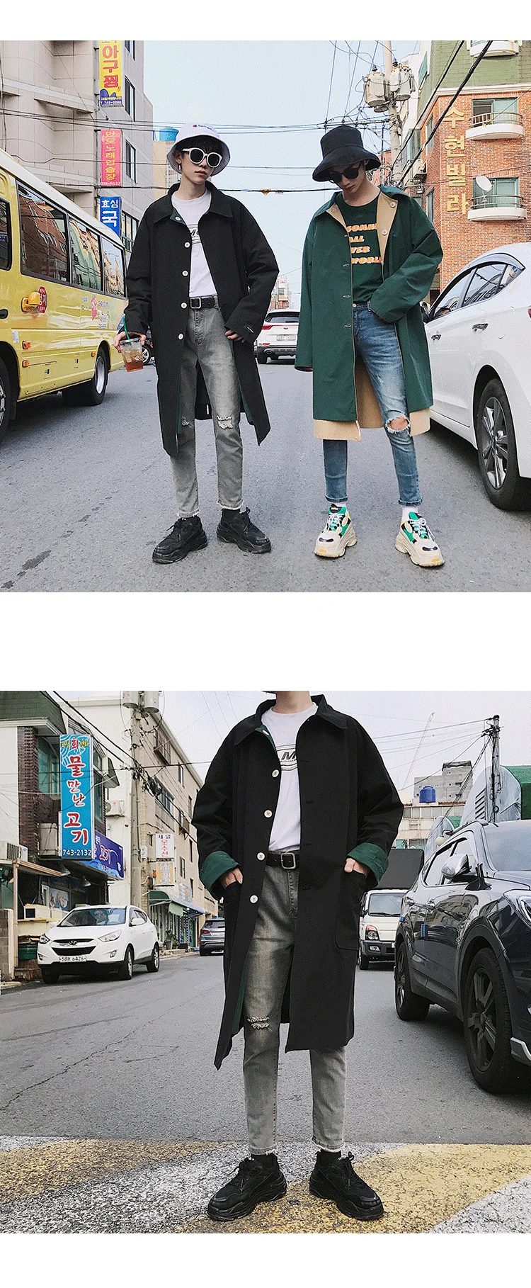 Liketkit, мужской осенний Тренч, Новое поступление, Одноцветный, двусторонний, длинный, корейский стиль, модная, винтажная, свободная ветровка