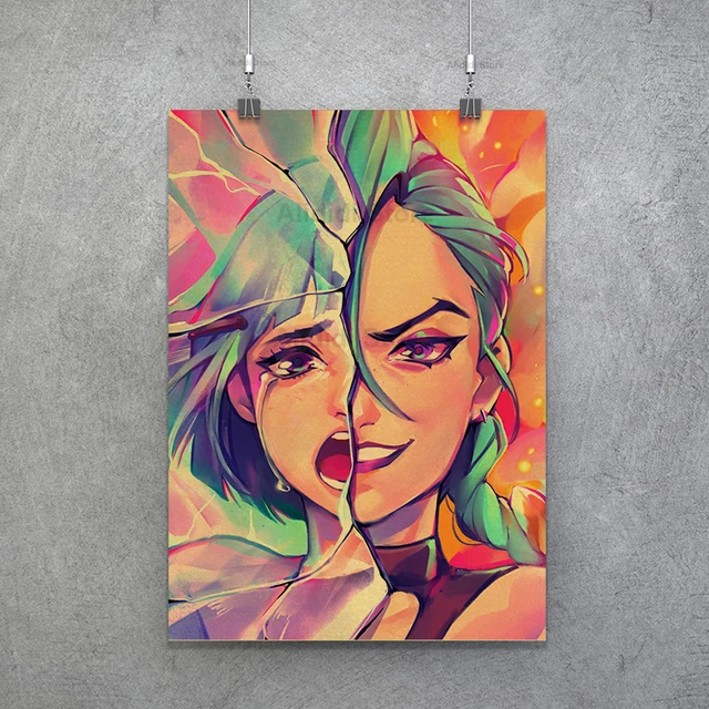 Popular TV Show Arcane Kraft Paper Poster Vi Viktor Jayce Jinx Home Decor Study Bedroom Bar Cafe Wall Paintings Stickers Posters Poster