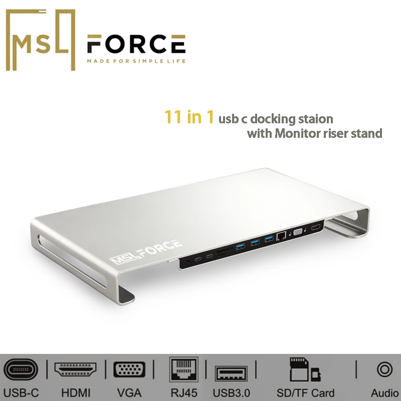  Multi-function 11 in 1 USB C Docking station computer desktop monitor stand for iMac MacBook Laptop