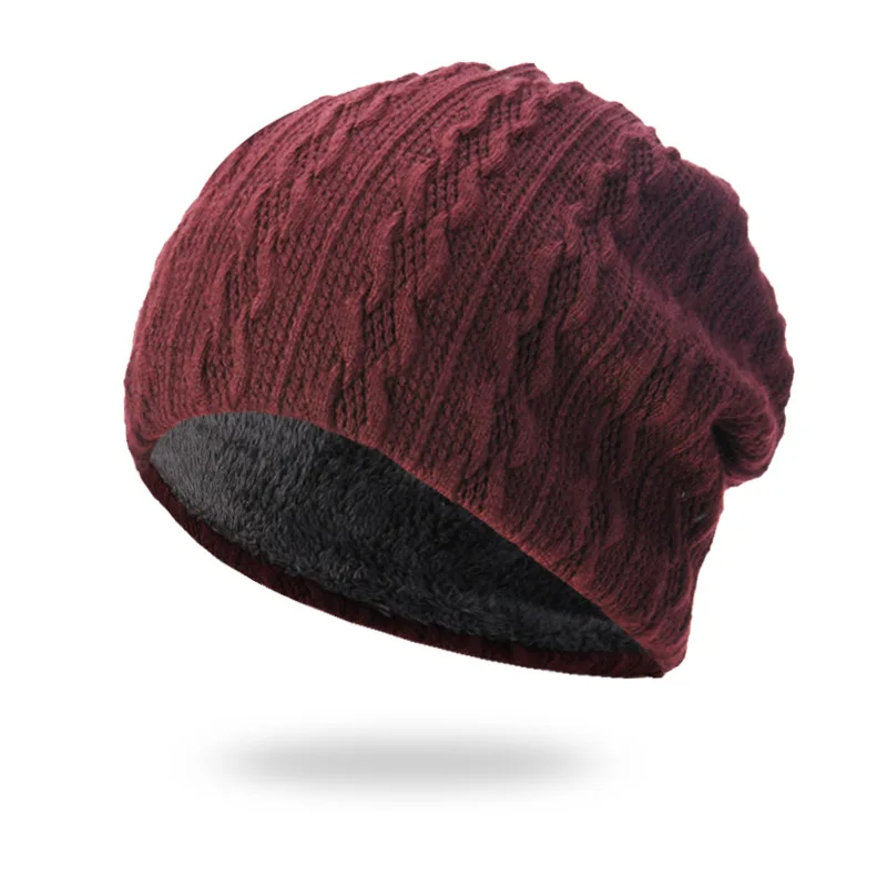 hat winter youth warm plus thick knitted wool hat Korean version of tide plus velvet winter cotton hat cold-proof sleeve head