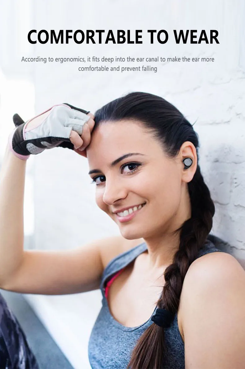 Bluetooth 5,0 сенсорные беспроводные Bluetooth наушники, гарнитура в ухо, стерео спортивные наушники с мощным светодиодный дисплей, Автоматическое Сопряжение
