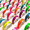 50pcs/lot Growing In Dark Ring 6mm Band Colorful Luminous Women's Cute Ring Party Gift Wholesale Jewelry 2