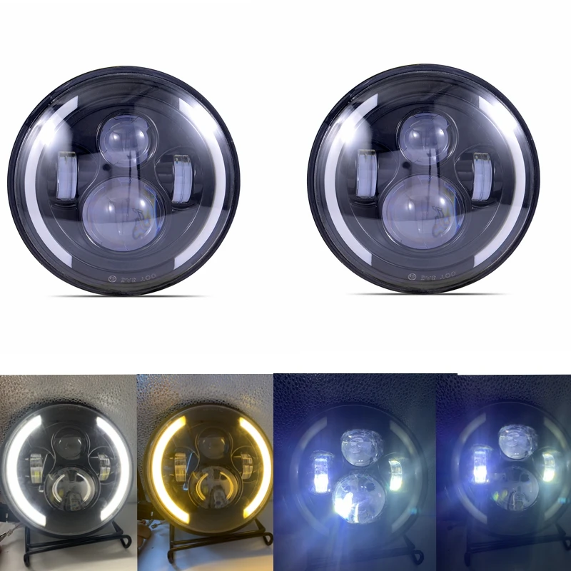 40w Headlight Black 2xFor Лада Нива 7 дюймов светодиодный головной светильник Hi/Low луч светильник Halo угол глаза DRL налобный фонарь для Jeep Wrangler Off Road 4x4 suzuki samurai - Цвет: 40w Headlight Black