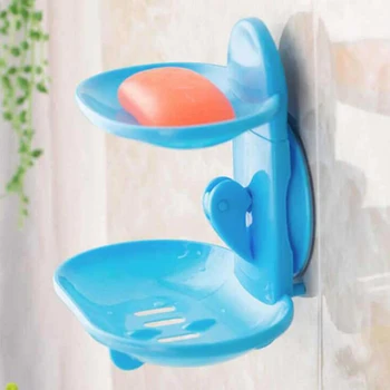 

1Pcs Double Layers Soap Box Kitchen Tools Bathroom Accessories Soap Dish Suction Holder Storage Basket Soap Box Stand