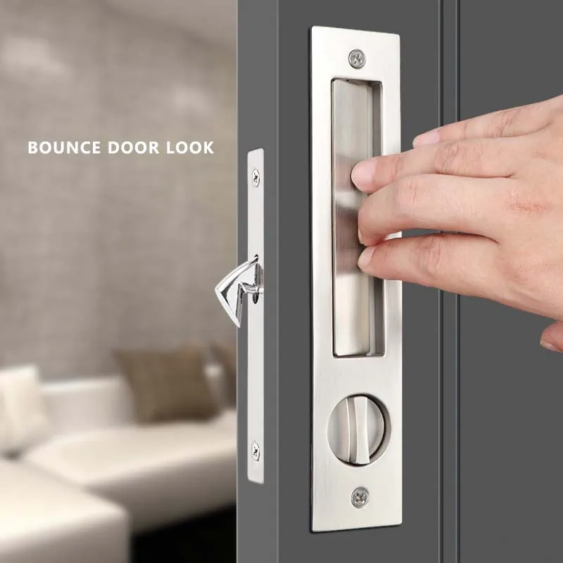 New sliding door lock, sliding door, wooden door, bathroom, bedroom, double-sided spring embedded folding door hook clasps