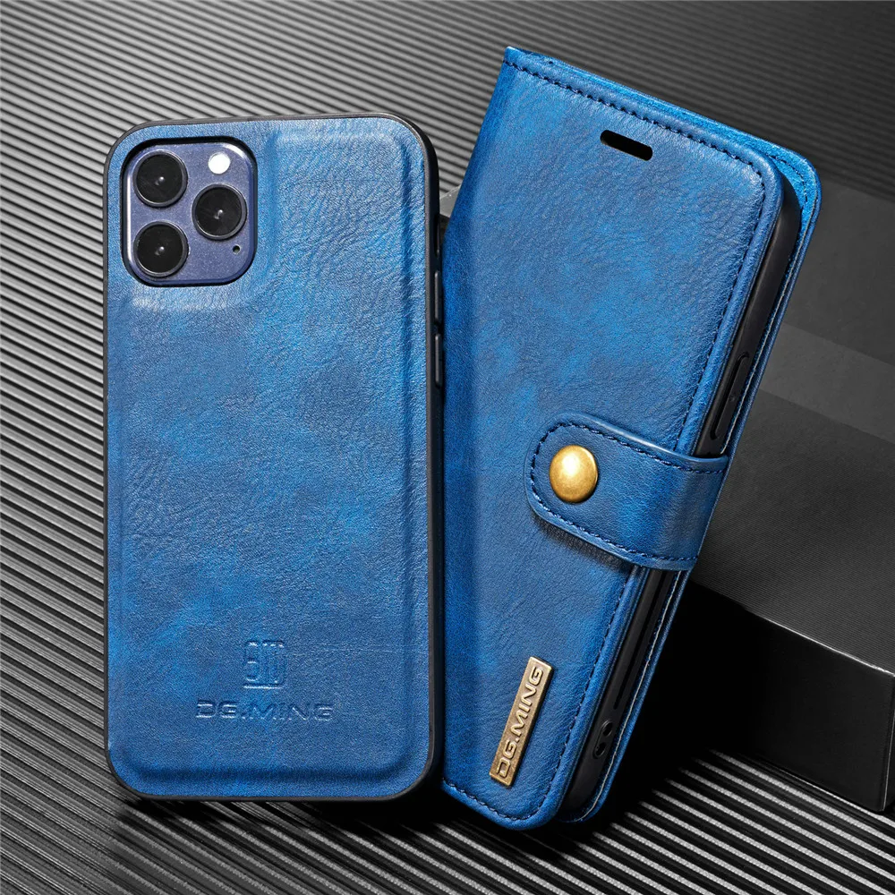 Blue Magnetic 2 in 1 Detachable Wallet Flip Case For iPhone 12 11 13 Pro Max X XS XR 6S 7 8 Plus SE2 Mini Leather Luxury | Мобильные
