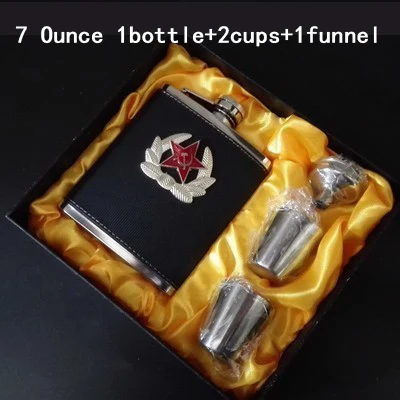 7oz-HeiPiTP-HonWuXin 6-10 унций Портативный Роскошный резная плоская фляжка набор карманная из нержавеющей стали мини-бутылка виски горшок емкости для алкогольных напитков для поилки мужские подарки - Цвет: 7oz-HeiPiTP-HonWuXin