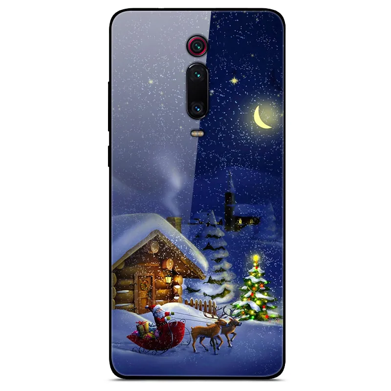 Рождественский чехол для телефона s для Xiaomi mi 9 T Pro закаленное Стекло чехол для телефона для Xiaomi mi 9 T mi 9 T Pro Red mi K20 жесткая накладка на заднюю панель