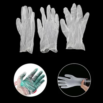 

50pcs Disposable Transparent PVC Gloves Restaurant Home Medical Catering Hygiene Hair Dye Gloves Work Gloves Package S/M/L