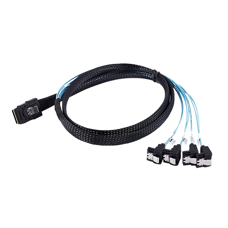 Mini SAS 36P SFF-8087 до 4 SATA 7Pin 90 градусов целевой жесткий диск кабель для передачи данных 1 м