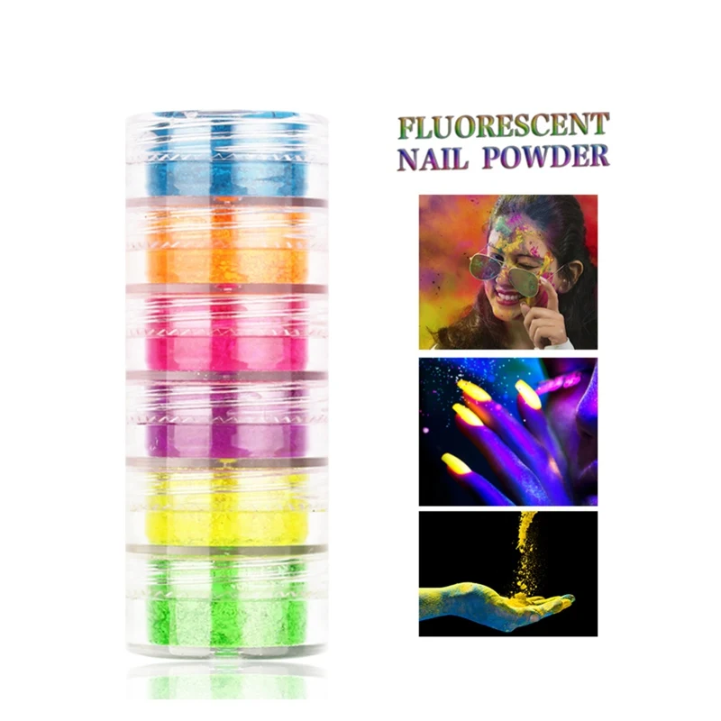 Dust Nail Art Decorations For Manicure Nails Glitter Powder Neon Phosphor Powder Nail Glitter Powder Hot Sale