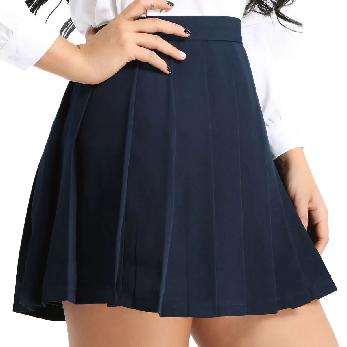 TiaoBug/Женская японская форма, косплей, корейский Школьный костюм для девочек, высокая посадка, трапециевидная однотонная/клетчатая плиссированная мини-юбка