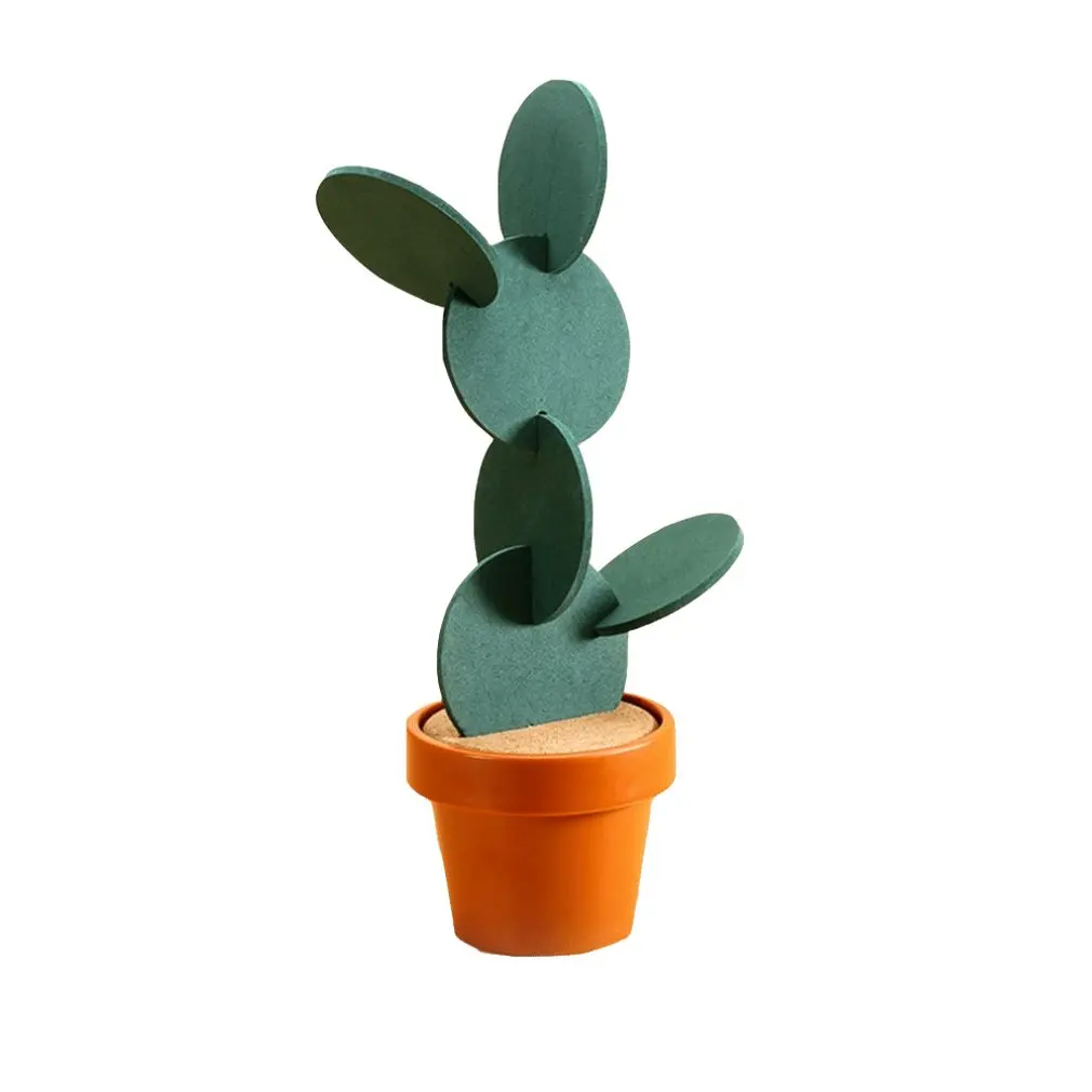 Creative Cactus Round Silicone Coaster Pattern Hollow Insulation Pad Anti-slip Mat