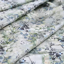 108 см в ширину 19 мм 93% шелк и 7% спандекс серый зеленый цветочный принт стрейч шелк атлас Ткань для платья Cheongsam рубашка куртка B179