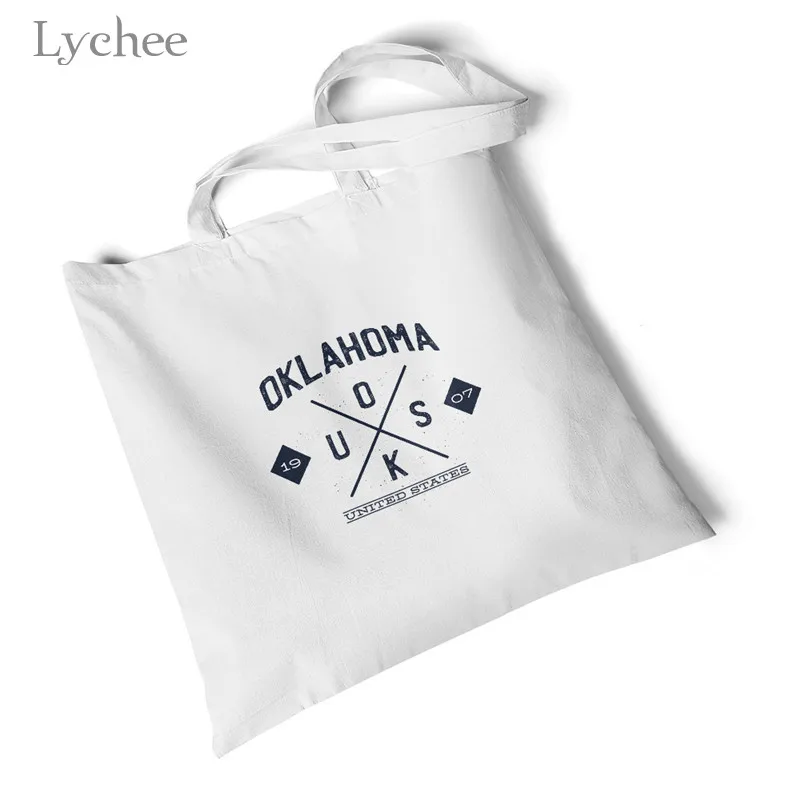Lychee Harajuku экологические сумки для покупок Женская парусиновая сумка с буквенным принтом повседневные студенческие сумочки пляжные оригинальные сумки через плечо - Цвет: Oklahoma quote