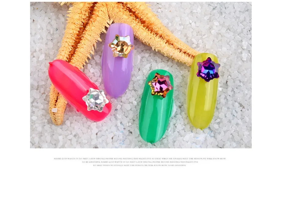 10 Pcs/Bag Christmas Snowflake Crystal Shine Nail Rhinestones Colorful Color Flat Back 3D Manicure Decorations Glass Gems