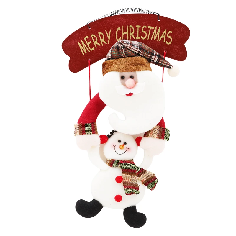 Navidad, Рождественское украшение, Рождественский венок, фланелевый, Рождественский Санта-Клаус, снеговик, висят на двери, Рождественские декоративные принадлежности