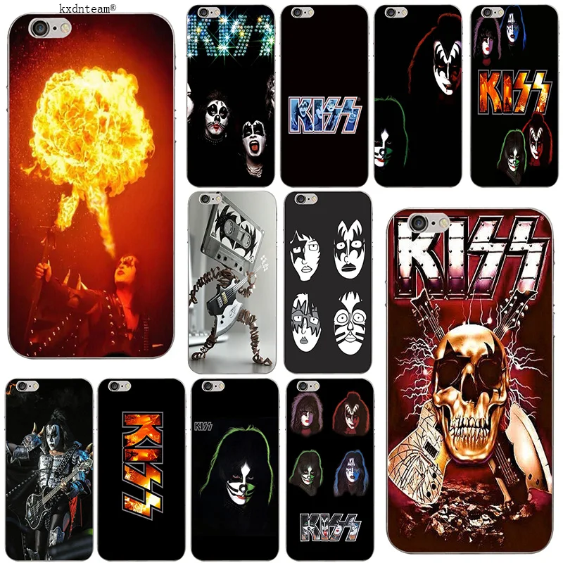 Для iPhone 8 7 6 6S Plus X 5 5S SE 5C 4 оболочка противоударный чехол KISS Heavy Rock Band Логотип Мягкий