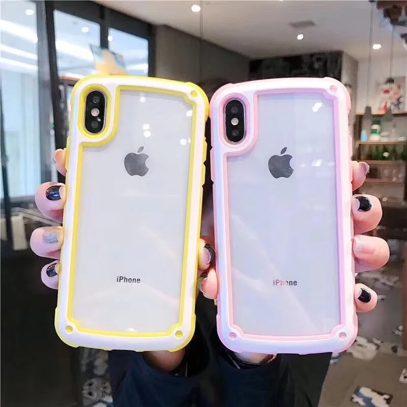 

Candy Color Hollow Frame Phone Case Bumper for iPhone 6 7 8 Plus X XS XR XSMax Phone soft Back Cover Coque