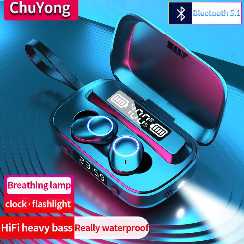 TWS Wireless Earphones Bluetooth Earphones 5.1 8D Bass Stereo waterproof Earbuds Handsfree Headset With Microphone