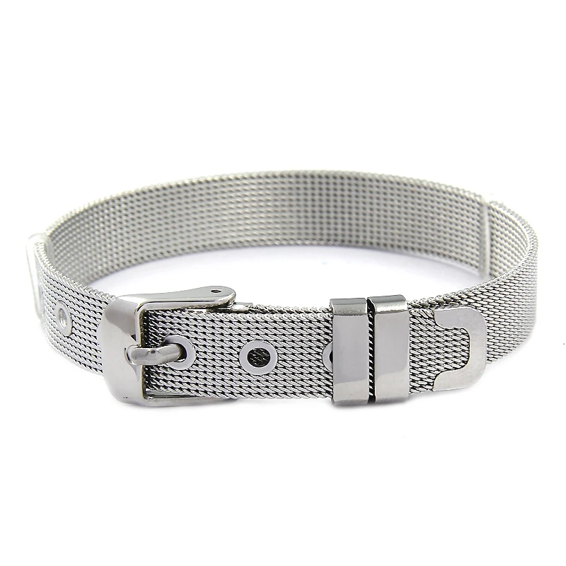 Jewelry Women Statement Stainless Steel Mesh Keeper Bracelets for Slide Charms Diy Bracelets Silver Rose Gold Black