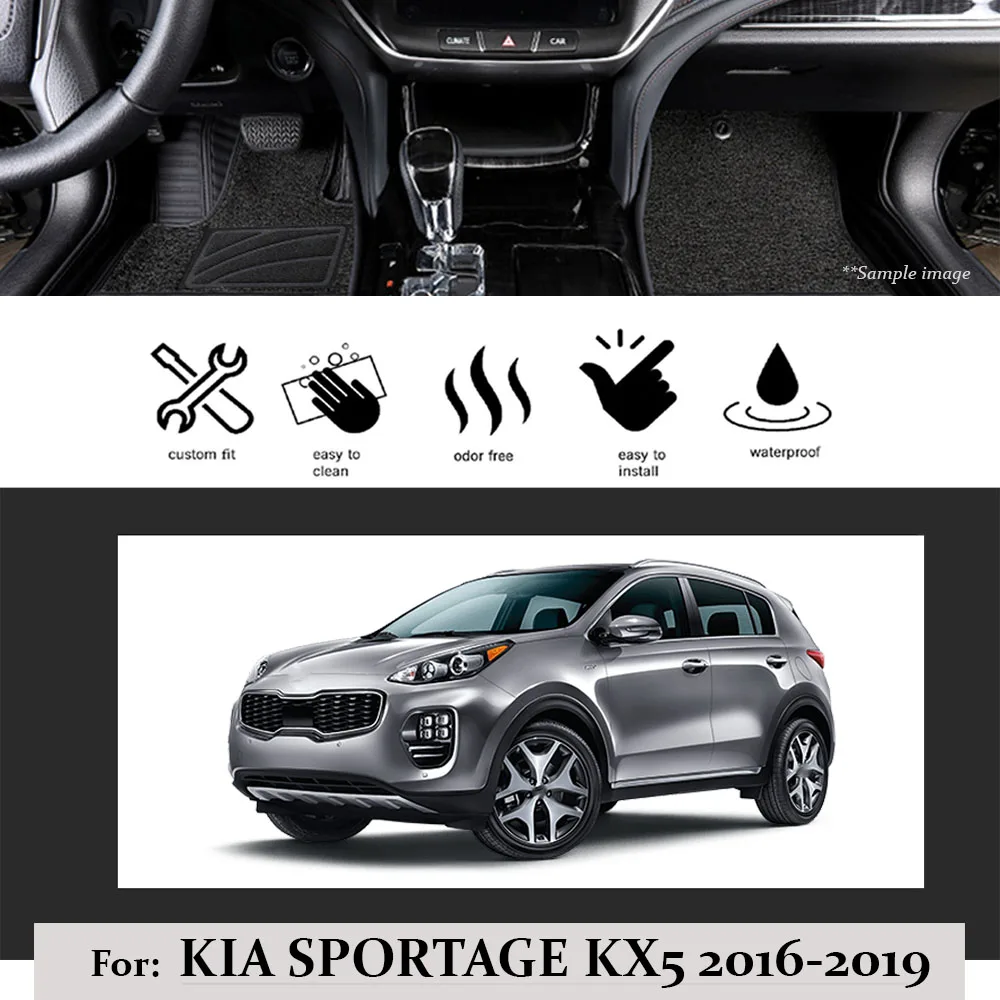 Для Kia SPORTAGE Kx5 LHD Автомобильный напольный коврик, коврик на заказ, Передняя Задняя подкладка, противоскользящая накладка, водонепроницаемая, без запаха