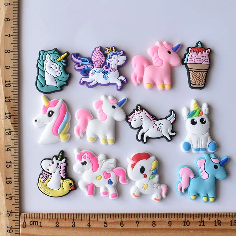2021-2022 Season Unicorn PVC Soft Rubber Shoe Ornament Decoration Removable Garden Shoe Ornament Shoe Buckle  Charms for Crocses