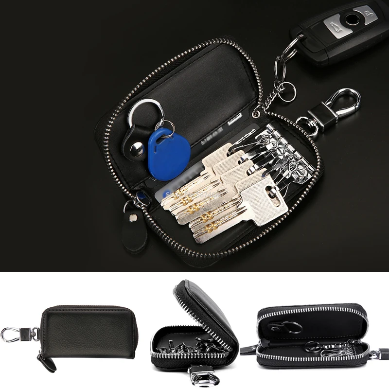 

Genuine Leather Key Wallet Men/Women Car Key Bag Multi Function Organizer Wallet Ladies Housekeeper Key Holders Small Key Case