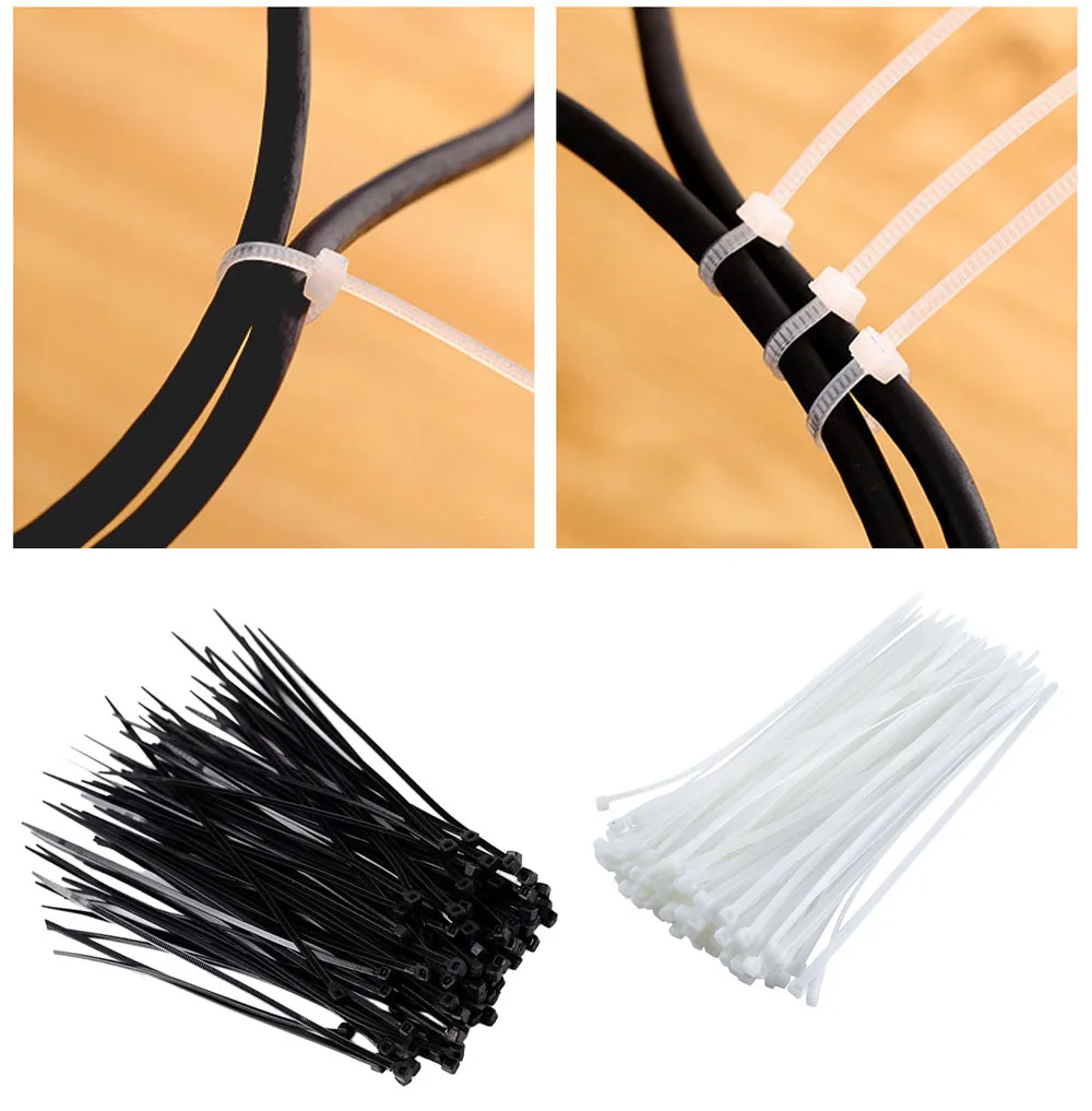 

100 Uds. Ataduras de Cable resistente a la intemperie UV Nylon plástico envoltura Zip paquete Nylon Cable Tie Wrap ZipTies embalado 10 cm/15 cm/20 cm GK12