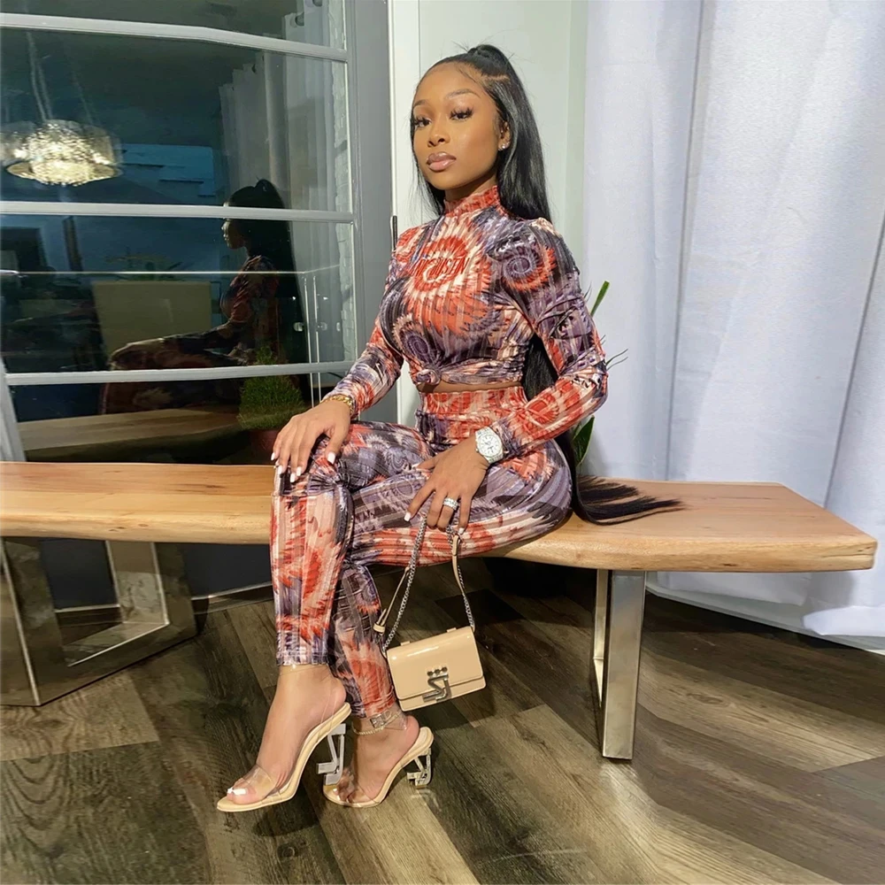 

KGFIGU Women flower print tracksuits 2020 Fall Winter warm Fabric velvet two pieces sets sexy bodycon matching sets outfits