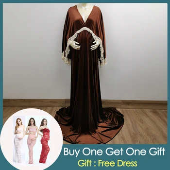 

Don&Judy Christmas Velvet Maternity Dresses Gown for Photo Shoot Baby Shower Pregnancy Dress Party Evening Dresses 2020 New