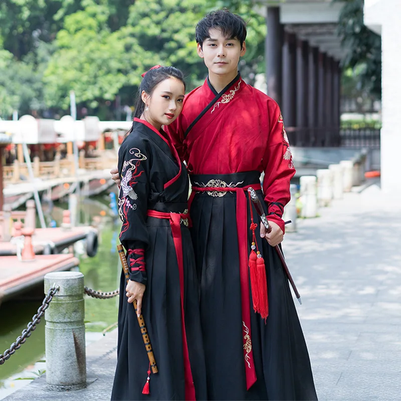 Традиционный Hanfu для женщин и мужчин Вышивка танцевальные костюмы народный фестивальный рейв наряд певцов представление одежда фея платье DC3185