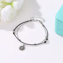 Богемный стиль, популярный орнамент, Ретро стиль, Подсолнух, двойной слой, ножной браслет, этнический стиль, многослойный, для пляжа, женские Украшения для ног