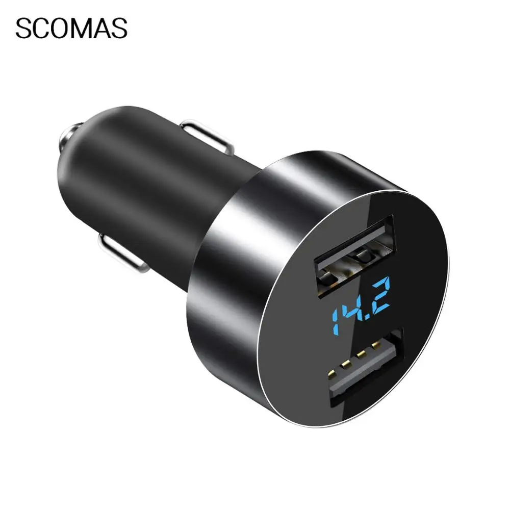 

Car Charger Dual Ports USB Car Charger 4.8A Metal Car Adaptor LED Display Car Voltage Detector Fast Charging for iPhone Android