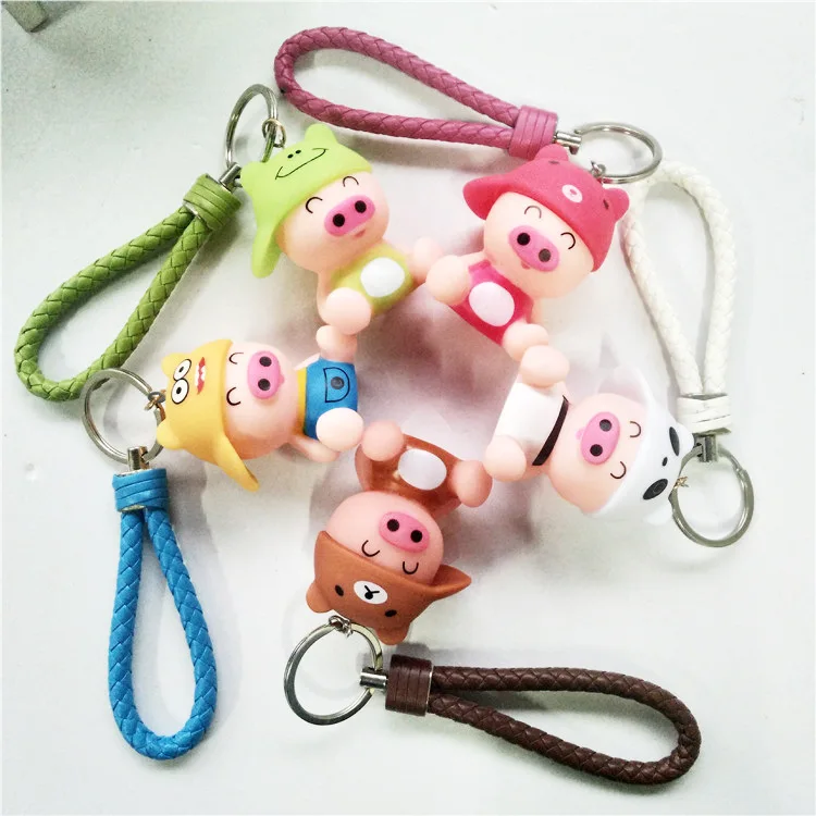 Мультфильм McDull свинья колокольчик брелок распродажа, милые куклы кулон пары автомобиль свинья маленькие подарки