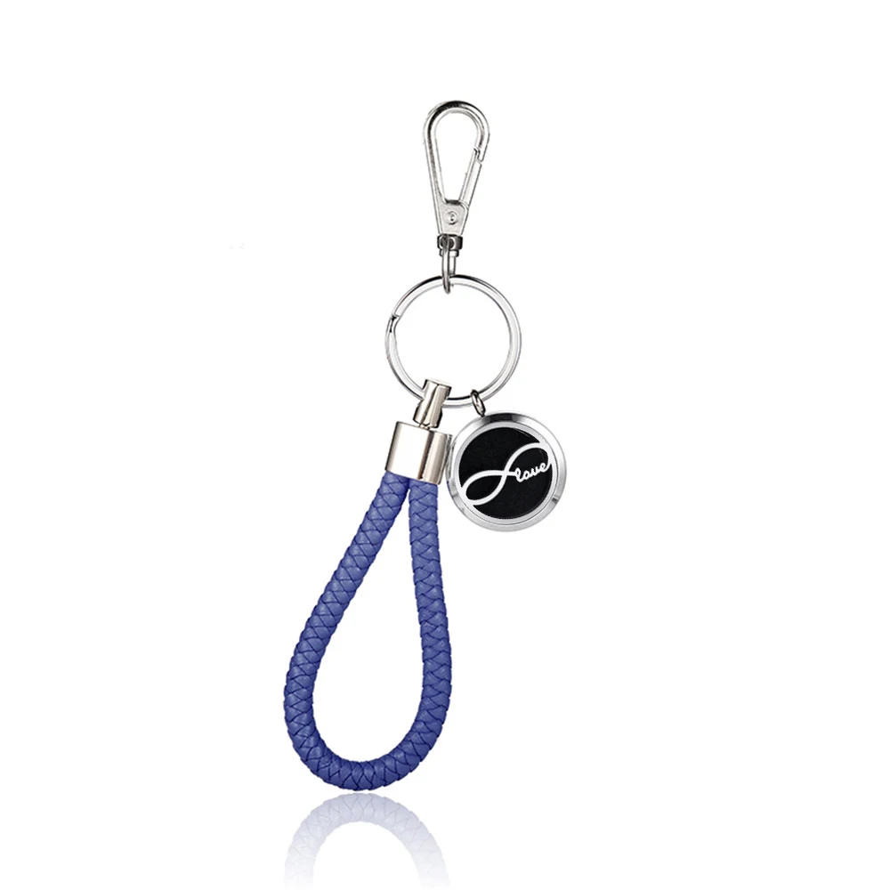 PU Leather Braided Woven Rope keychain DIY bag Pendant Key Chain Holder Car Keyrings Men Women Keychain Aroamatherapy Locket - Цвет: AS-KC-P-7-30