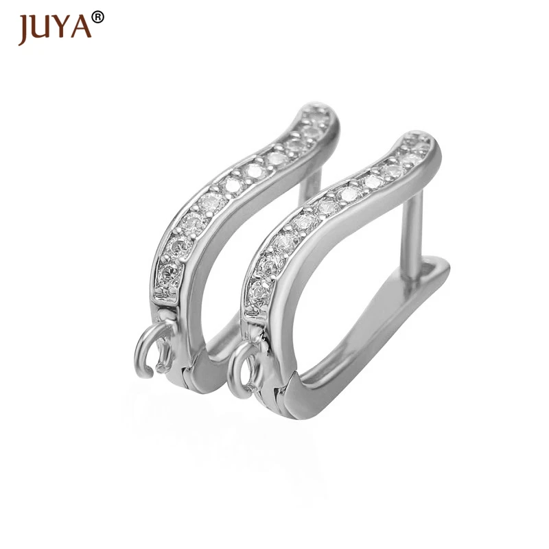 silver Золотые, серебряные, розовые, золотые, черные, медные, циркониевые сережки, крючки, сделай сам, серьги для изготовления украшений вручную, сделай сам - Цвет: silver