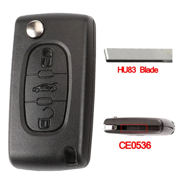 Jingyuqin Remote Flip Car Key Shell For Peugeot 206 408 1/2/3/4/5/6/807 Partner Citroen C1/2/3/4/5/6/7/8 Xsara Picasso CE0523/36 3B Trunk HU83 CE0536