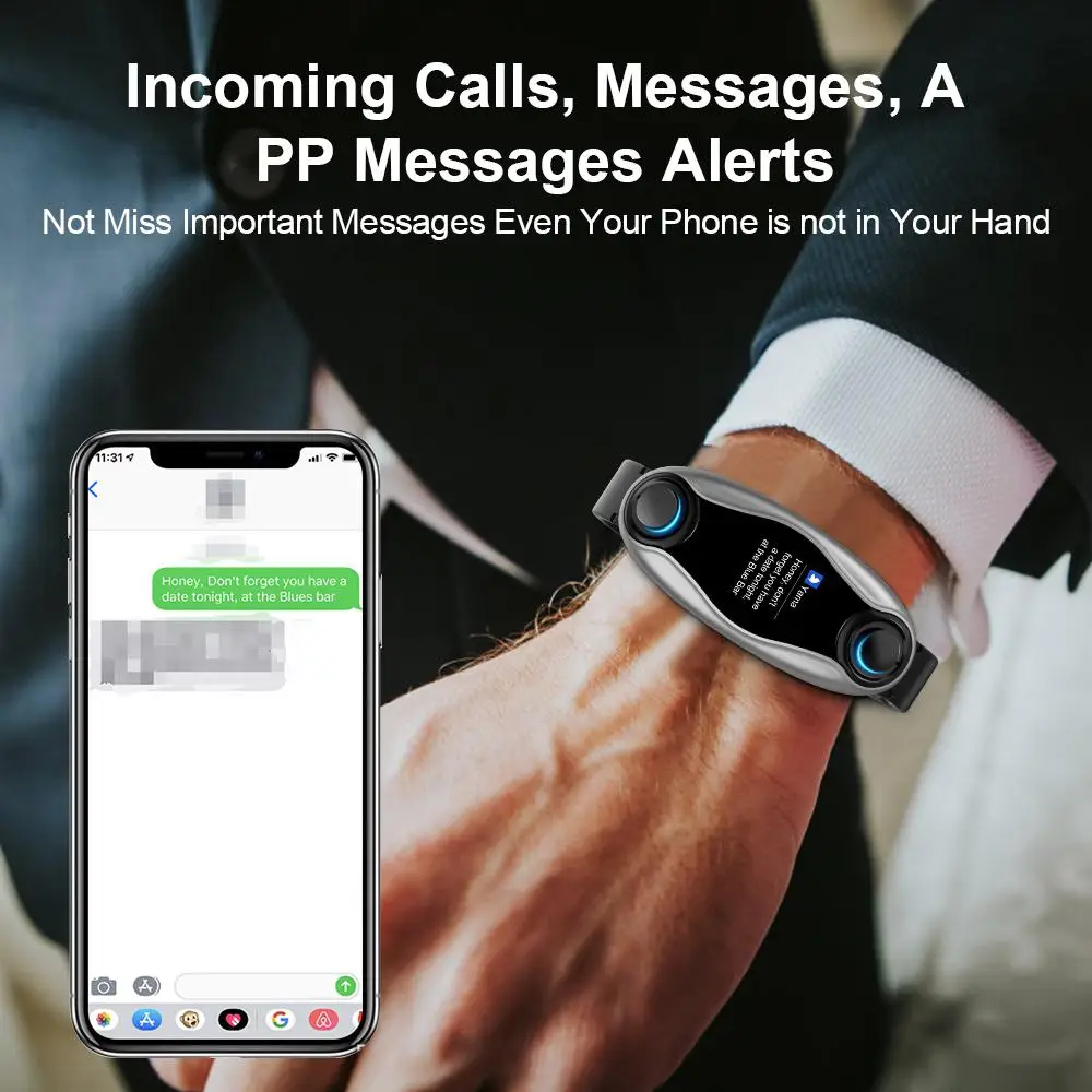 LT04 IP67 Waterproof Men Women Fitness Bracelet Wireless Bluetooth Earphone Smart Watch 2 In 1 Bluetooth 5.0 Sport Smart Watch