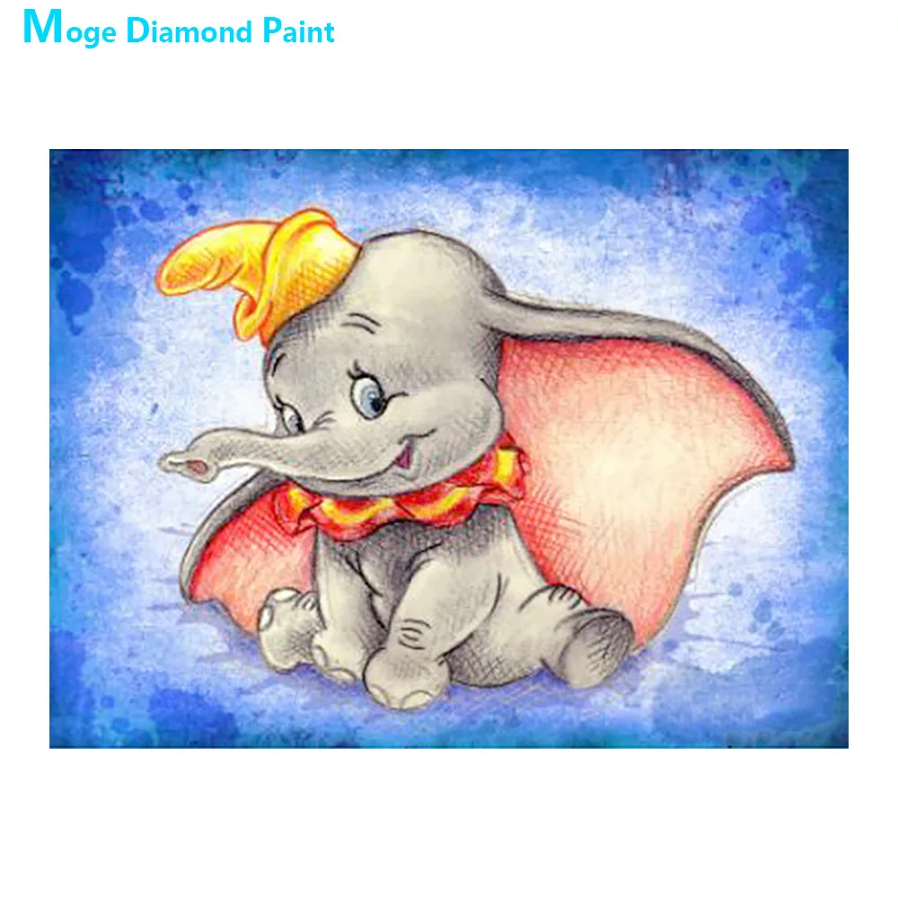 Cartoon Little Elephant With Big Ears Diamond Painting Round Full Drill Animal Nouveaute Diy Mosaic Embroidery 5d Cross Stitch Diamond Painting Cross Stitch Aliexpress