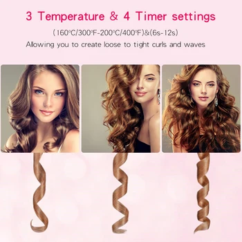 

USB Cordless Automatic Hair Curler Iron Rechargeable Air Curler For Curls Waves LCD Display Ceramic Curly Rotating Curler Styler