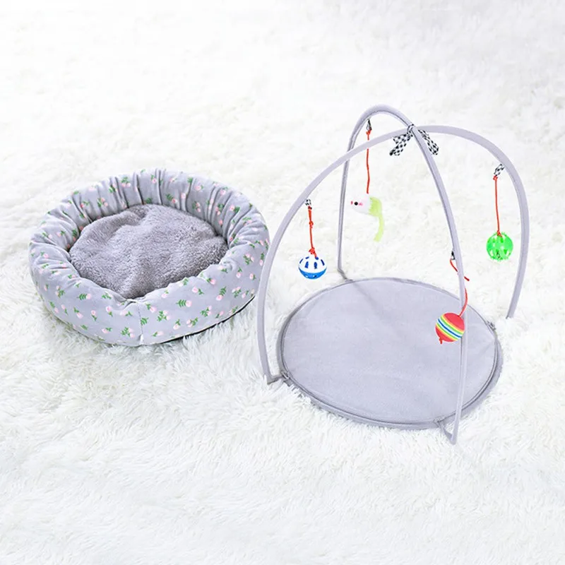 Multifunctional Cat Tent Play Center With Hanging Toys Allseason Outdoor Pet Bed And Mat - 3