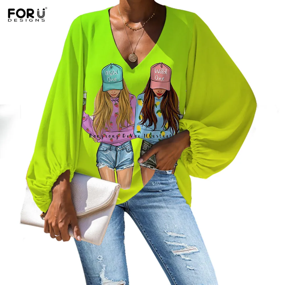 FORUDESIGNS/модная шифоновая блузка для женщин Sister Friendship повседневная весенне летняя