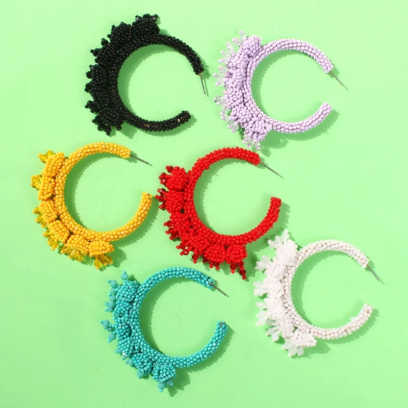 

Solememo Fashion Candy Color Big Round Hoop Earrings Women Chic Beads Circle Dangle Earrings Jewelry Accessories Wholesale E6680