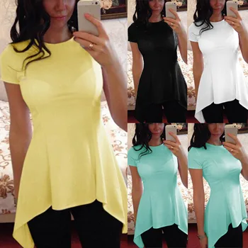 

Celmia Women Peplum Tops Blouses Sexy Short Sleeve Slim Fitness Solid Casual Shirt Tunic Tops Plus Size Summer Blusas Femininas