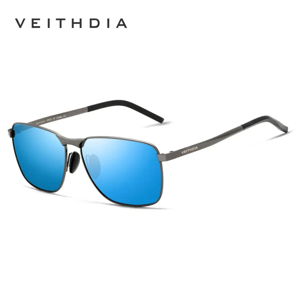 Blue Veithdia брендовые дизайнерские модные квадратные мужские поляризованные солнцезащитные очки Покрытие Зеркальные Солнцезащитные очки аксессуар для очков для мужчин 2462 - Цвет линз: Blue