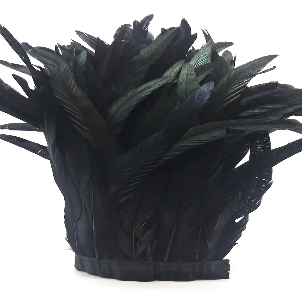 10Yards Rooster Tail Feather Trim Width 10-12 inches/25-30cm Craft tail Feather Fringe Trim Plume Ribbon
