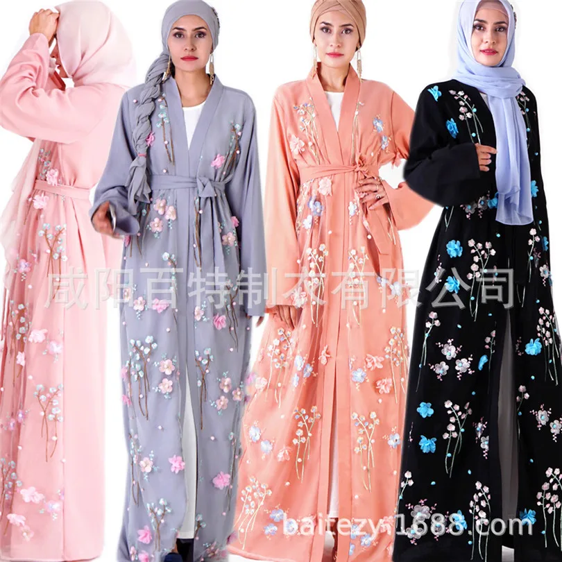 

Embroidery Open Abaya Kimono Turkish Hijab Muslim Dress Islamic Clothing Abayas For Women Caftan Dubai Moroccan Kaftan Djelaba
