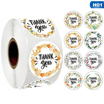 

500pcs/lot Cute Flower Thank You Round Sticker Seal Labes Mutifunction DIY Decorative Gifts Package Labels for Baking Gift